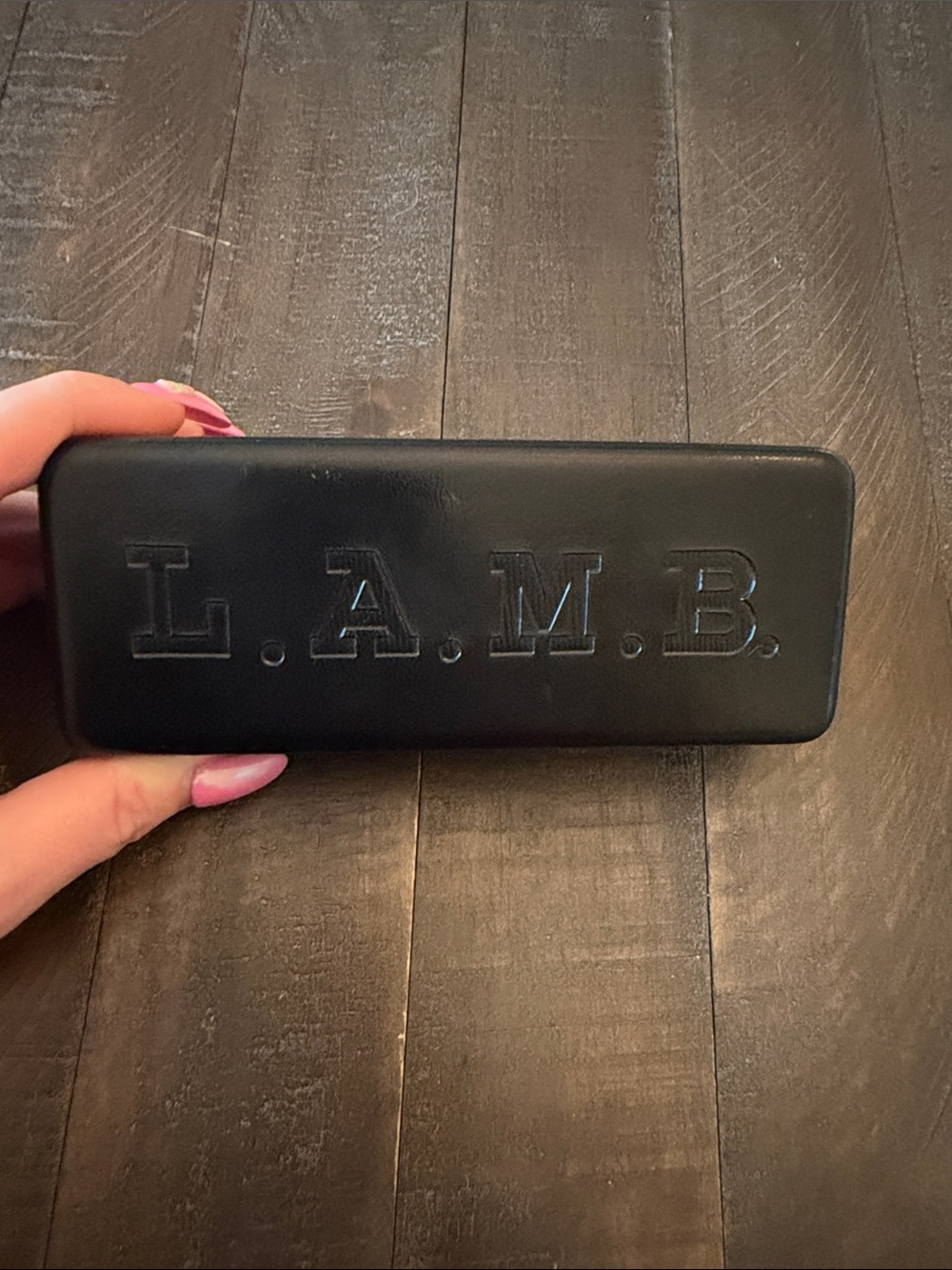 L.A.M.B. Black Embossed Eyewear Case